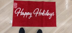 happy holidays red door mat to help step into the holiday season with warmth and confidence - and it starts earlier and earlier every year